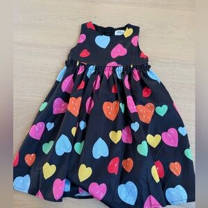 Lola + The Boys Black Dress with Colorful Heart Print Size 8